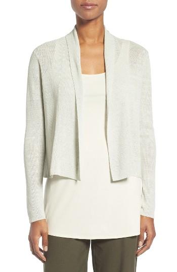 Women's Eileen Fisher Organic Linen Blend Crop Cardigan - White