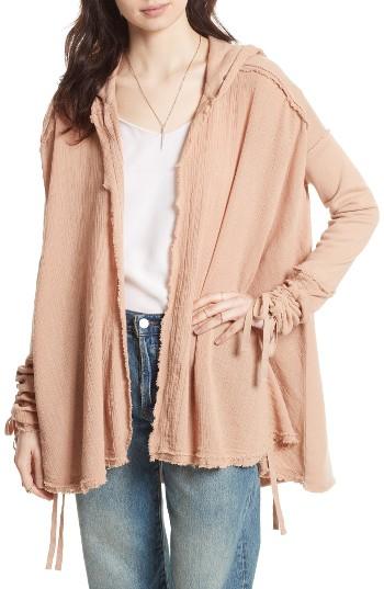 Women's Free People Get Yer Gauze Hooded Cotton Cardigan - Pink