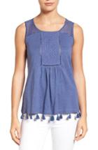 Women's Caslon Tassel Trim Embroidered Tank