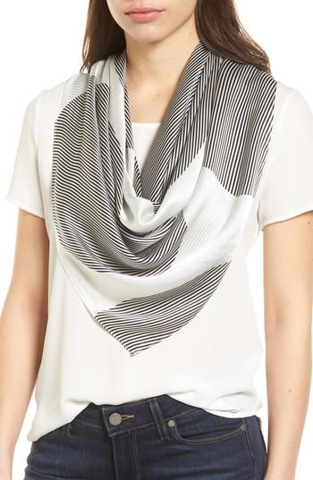 Women's Halogen Print Silk Scarf, Size - Black
