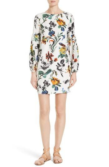 Women's Tibi Gothic Floral Silk Shift Dress