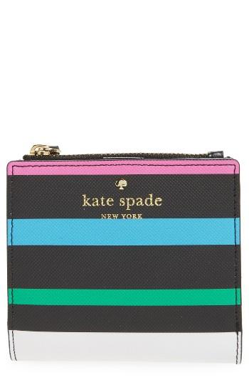 Women's Kate Spade New York Harding Street - Fiesta Stripe Adalyn Faux Leather Wallet - Black