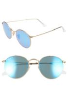 Women's Ray-ban 53mm Polarized Round Retro Sunglasses - Blue Mirror