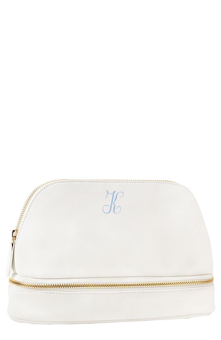 Cathy's Concepts Monogram Faux Leather Cosmetics Case, Size - White K
