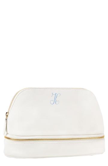 Cathy's Concepts Monogram Faux Leather Cosmetics Case, Size - White K