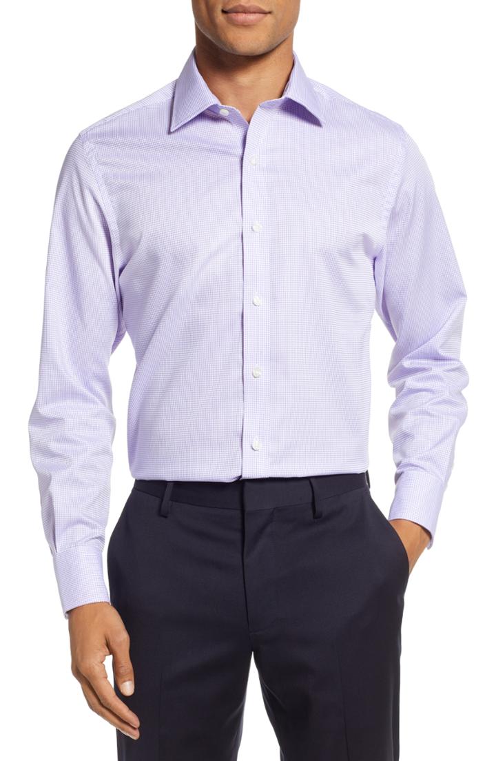 Men's Stantt Classic Fit Check Dress Shirt - 31/32 (university) - Purple