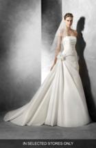 Women's Pronovias Semilla Strapless Ruched A-line Gown, Size - Ivory