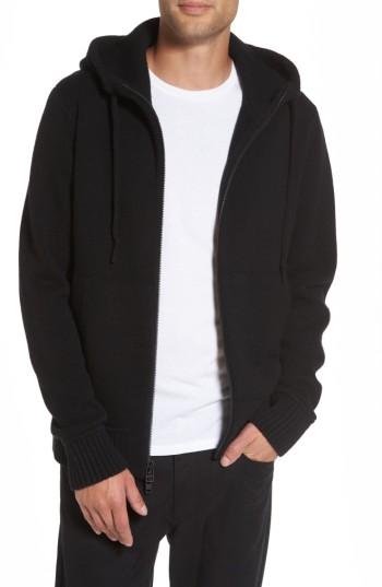 Men's Vince Front Zip Wool & Cashmere Hoodie - Black