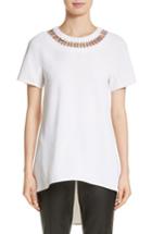 Women's St. John Collection Embellished High/low Top, Size - White
