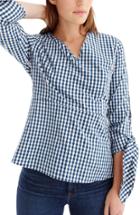 Women's Universal Standard For J.crew Stretch Poplin Tie Sleeve Top - Blue