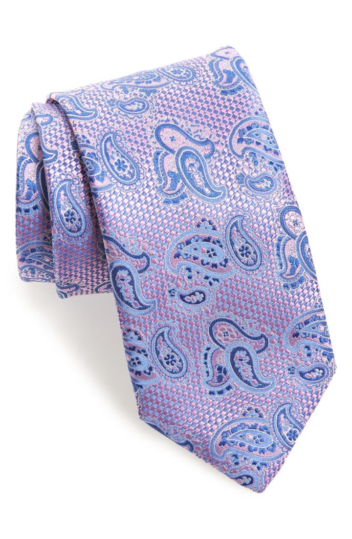 Men's Canali Paisley Silk X-long Tie
