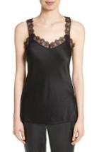 Women's St. John Collection Lace Trim Stretch Silk Satin Top