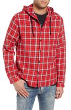 Men's The Kooples Checkered Classic Fit Hoodie Shirt Jacket /x-large - Red