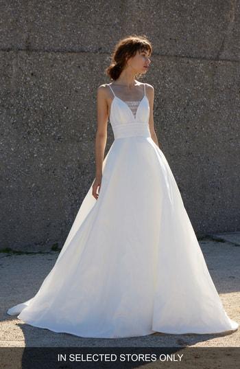 Women's Nouvelle Amsale Esther Embellished Ballgown, Size In Store Only - White