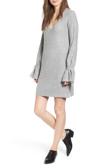 Women's Cupcakes And Cashmere Tie Sleeve Sweater Dress - Grey