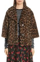 Women's Michael Kors Leopard Print Crop Sleeve Genuine Shearling Coat - Brown