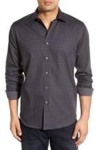 Men's Bugatchi Classic Fit Check Sport Shirt - Grey