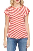 Women's Anne Klein Gingham Front Cap Sleeve Top - Red