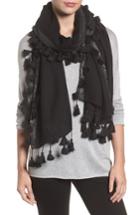 Women's Eileen Fisher Metallic Wool Wrap, Size - Black