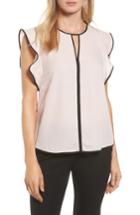 Women's Vince Camuto Contrast Piped Keyhole Blouse - Pink