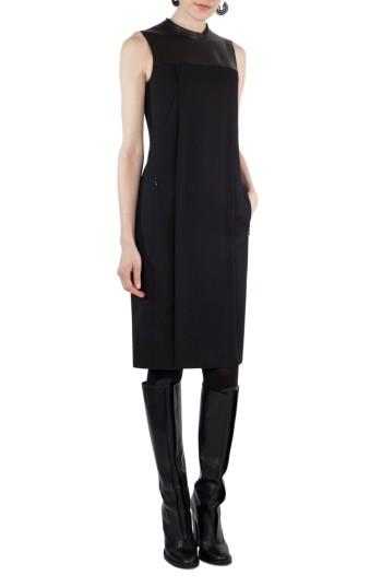 Women's Akris Punto Wool & Leather Shift Dress - Black