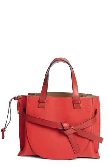 Loewe Gate Calfskin Leather Tote - Red