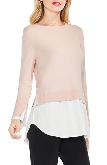 Women's Vince Camuto Layered Look Sweater, Size - Pink
