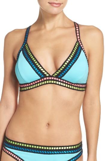Women's La Blanca Threading Along Triangle Bikini Top - Blue