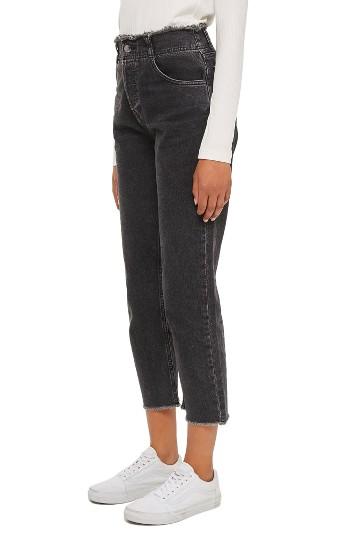 Women's Topshop Boutique Fray Trim Jeans Us (fits Like 0) X - Black