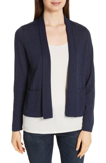 Women's Eileen Fisher Shawl Open Cardigan, Size - Blue