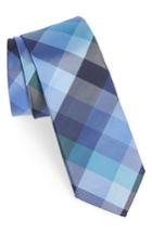 Men's Nordstrom Men's Shop Autumn Check Silk Skinny Tie, Size - Blue