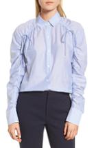 Women's Lewit Ruched Sleeve Stripe Shirt - Blue
