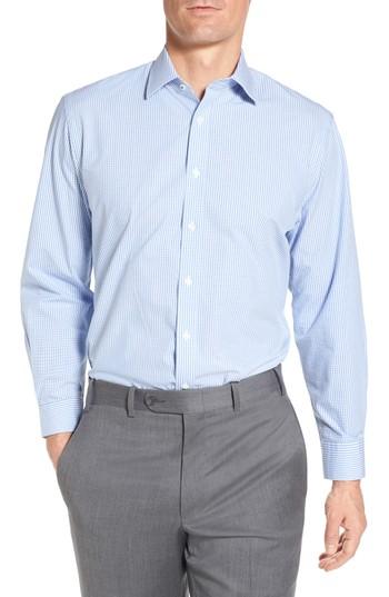 Men's Nordstrom Men's Shop Tech-smart Traditional Fit Stretch Check Dress Shirt 32/33 - Blue