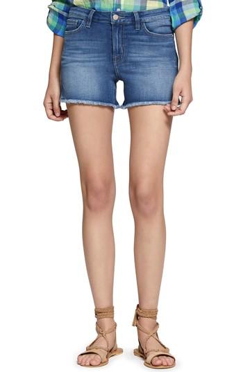 Women's Sanctuary Frayed Denim Midi Jean Shorts - Blue