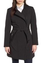 Women's Kenneth Cole New York Asymmetrical Belted Trench Coat - Black
