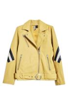 Women's Topshop Strobe Leather Jacket Us (fits Like 0) - Yellow