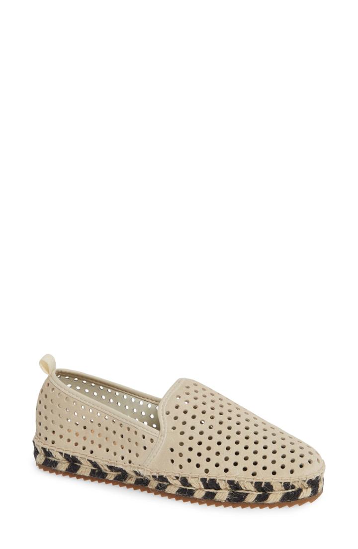 Women's Bill Blass Sutton Perforated Espadrille Flat M - Beige