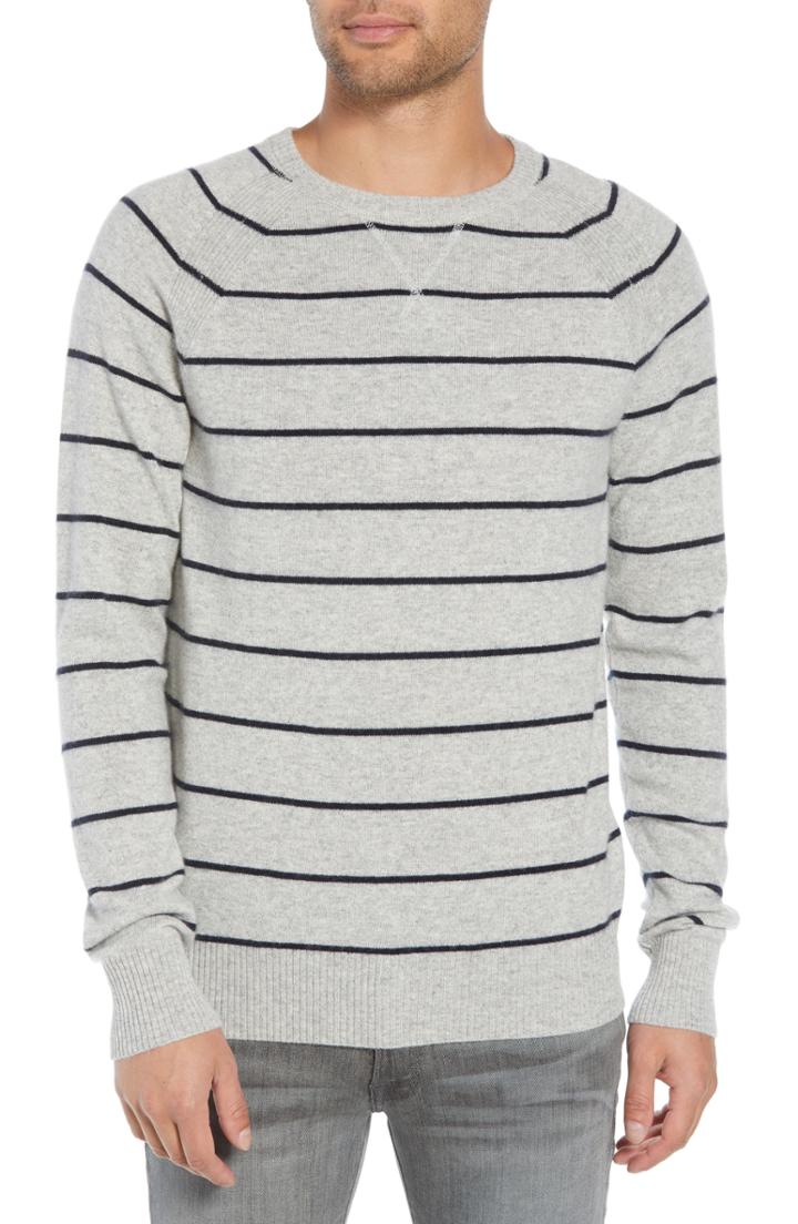 Men's Rails Caleb Stripe Cashmere Sweater, Size - Grey