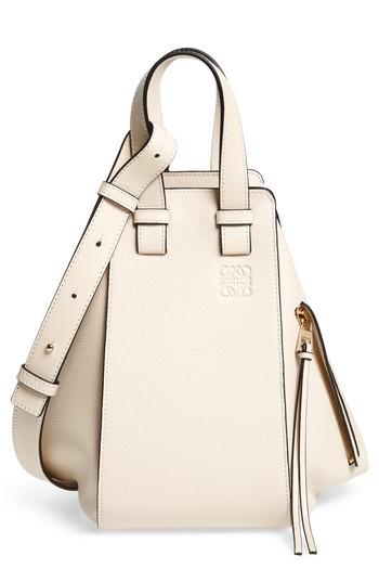Loewe Small Hammock Tricolor Pebbled Leather Hobo - Ivory
