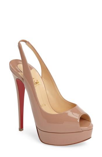 Women's Christian Louboutin Lady Slingback Pump .5us / 37.5eu - Beige