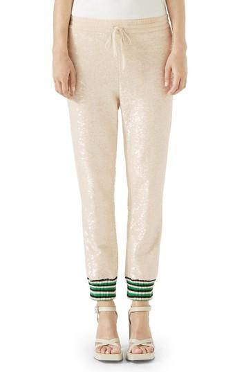 Women's Gucci Sequin Jogger Pants - White