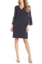 Women's Chelsea28 Sheer Sleeve V-neck Shift Dress - Blue