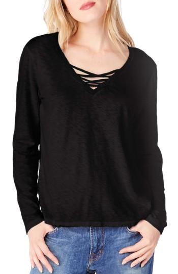 Women's Michael Stars Strappy V-neck Top, Size - Black