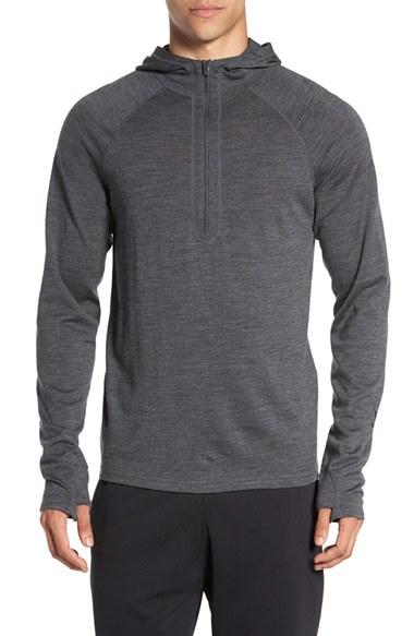 Men's Ibex 'indie' Merino Wool Quarter Zip Hoodie - Grey