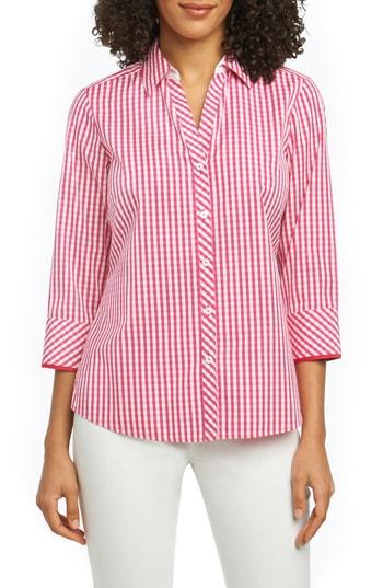 Women's Foxcroft Mary Gingham Wrinkle Free Shirt - Red