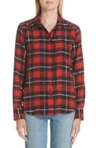 Women's Marc Jacobs Plaid Print Silk Shirt - Red