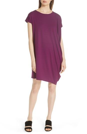 Women's Eileen Fisher Asymmetrical Jersey Shift Dress, Size - Purple