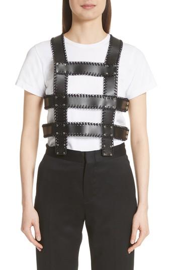 Women's Noir Kei Ninomiya Faux Leather Harness Top - Black