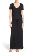 Women's Caslon Drawstring V-neck Jersey Maxi Dress - Black