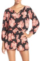 Women's Fraiche By J Floral Romper - Red